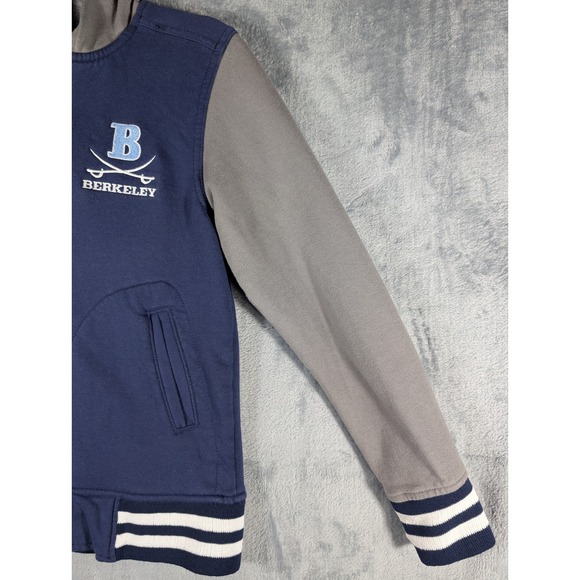 Holloway Youth Berkeley "B" Varsity Letterman Jacket Navy/Gray - Picture 2 of 14